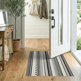 Black and White Bold Black Grey Striped Area Rug