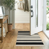 Geometric Modern Bold Black White Striped Area Rug