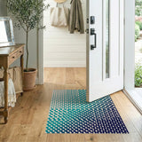 Teal Beige Halftone Geometric Area Rug