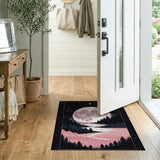 Pink Moonlit Mountain Lake Area Rug