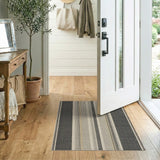 Bold Vertical Stripe Black Ivory Woven Rug