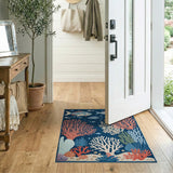 Navy Blue Coral Reef Fish Area Rug