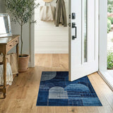 Blue Abstract Arch Geometric Area Rug