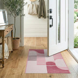 Bold Red and Pink Geometric Abstract Area Rug