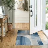 Navy Blue Abstract Geometric Area Rug