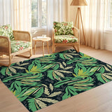 ODIKA Tropical Botanical Leaf Washable Rug - Low Pile Non-Slip Area Rug