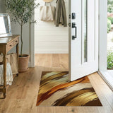 Metallic Gold Brush Stroke Abstract Area Rug