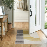 Modern Geometric Grey-Yellow Sun Stripe Rug