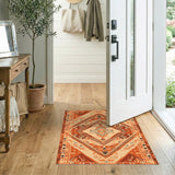 Southwestern Orange Geometric Orange Area Rug