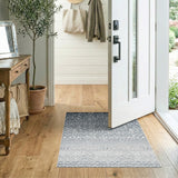 Navy Ombre Geometric Trellis Area Rug