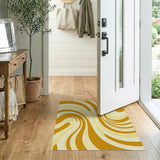 Flowing Yellow Wave Abstract Area Rug