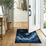 Starry Spiral Crescent Moon Blue Area Rug
