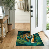 Prowling Tiger in Lush Jungle Area Rug