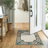 Traditional Persian Ornate Teal Floral Border Area Rug