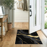 Abstract Area Gold Veined Black Marble Abstract Area Rug