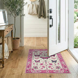 Pink Monarch Butterfly Floral Area Rug