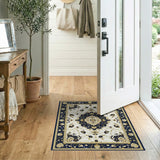 Navy Blue Gold Medallion Persian Area Rug