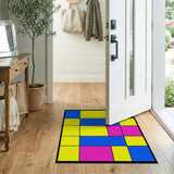 Vibrant Blue Yellow Pink Geometric Area Rug