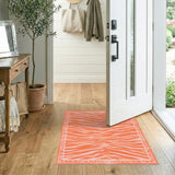 Orange Tiger Stripe Tribal Area Rug