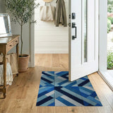 Blue and Teal Modern Blue Geometric Block Area Rug