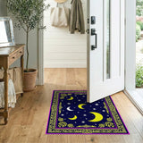Celestial Moons Stars Rug with Tribal Golden Border
