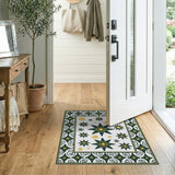 Green Gold Snowflake Star Area Rug