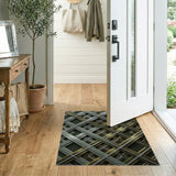 Gold Green Geometric Lattice Area Rug