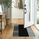 Black White Striped Geometric Geometric Modern Area Rug