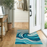 Swirling Ocean Waves Blue Teal Area Rug