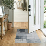 Distressed Grey Geometric Area Rug