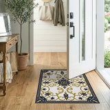 Navy Blue Gold Ornate Persian Medallion Rug