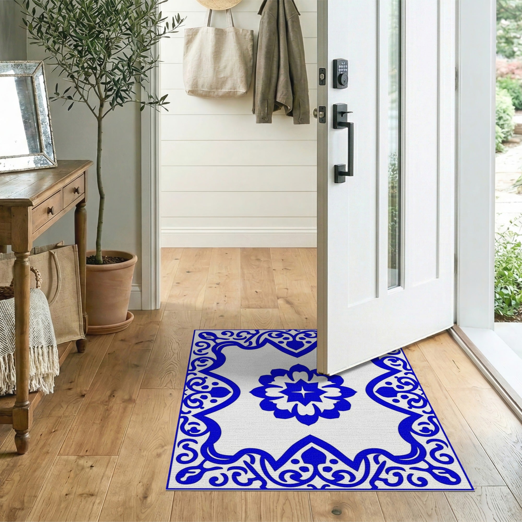 Floral Vintage Blue and Teal Ornate Blue Floral Medallion Area Rug
