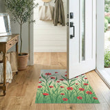 Whimsical Red Cosmos Meadow Area Rug