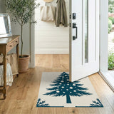 Navy Christmas Tree Silhouette Area Rug