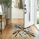 Golden Vein Fractal Area Rug
