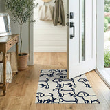 Cute Black Outline Puppy Pattern Area Rug