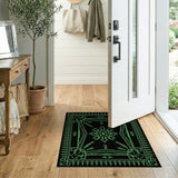 Green Ornate Green Floral Mandala Area Rug