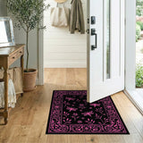 Ornate Pink Dragonfly Floral Area Rug