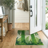 Lush Green Fern Vertical Stripe Area Rug