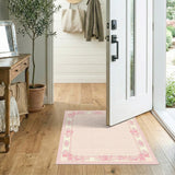 Pink Bow Gingham Washable Area Rug