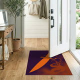 Mystic Orange Blade on Purple Abstract Area Rug