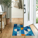 Blue Teal Geometric Abstract Blue and Teal Area Rug