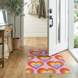 Rainbow Heart Paw Print Area Rug