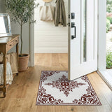 Traditional Persian Ornate Brown Floral Border Area Rug