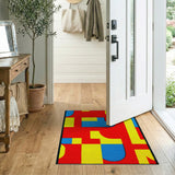 Bold Geometric Red Yellow Blue Area Rug
