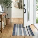 Navy Blue Vertical Stripe Coastal Rug