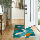 Abstract Area Teal Abstract Organic Shapes Area Rug