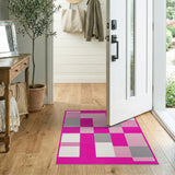 Vibrant Pink Geometric Block Area Rug
