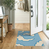 Dreamy Cartoon Clouds Blue Area Rug