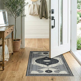 Black and White Abstract Black White Geometric Abstract Area Rug